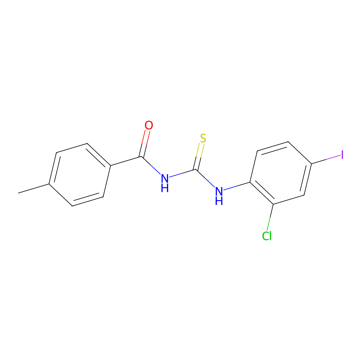 N-[(2-chloro-4-iodophenyl)carbamothioyl]-4-methylbenzamide molecular structure, CAS 428491-16-1