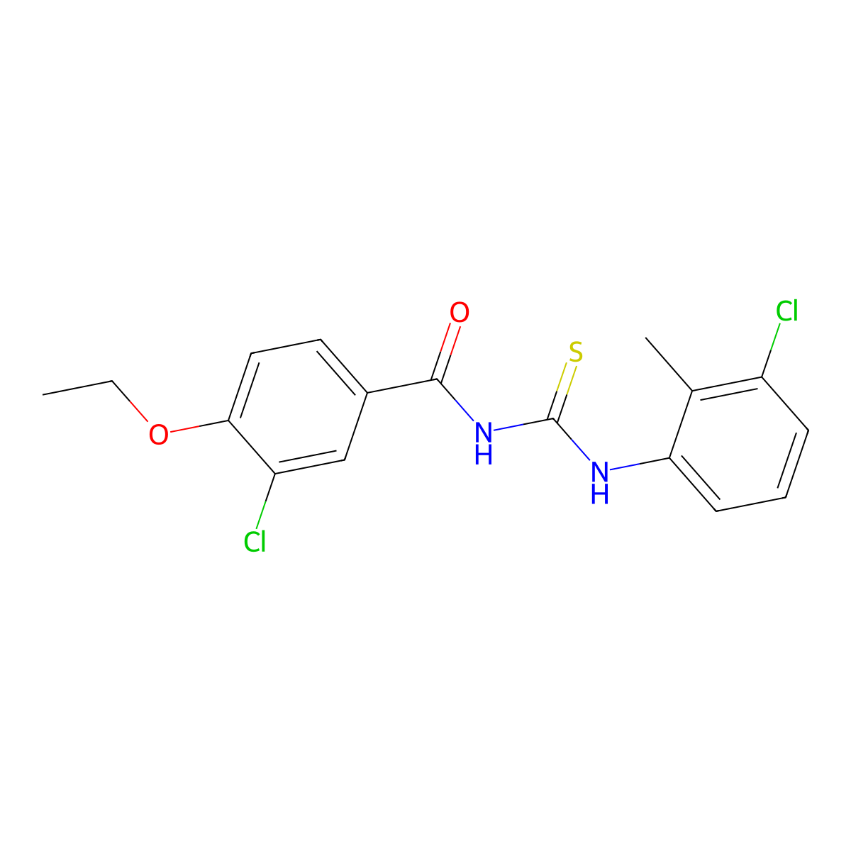 3-chloro-N-[(3-chloro-2-methylphenyl)carbamothioyl]-4-ethoxybenzamide molecular structure, CAS 428491-28-5