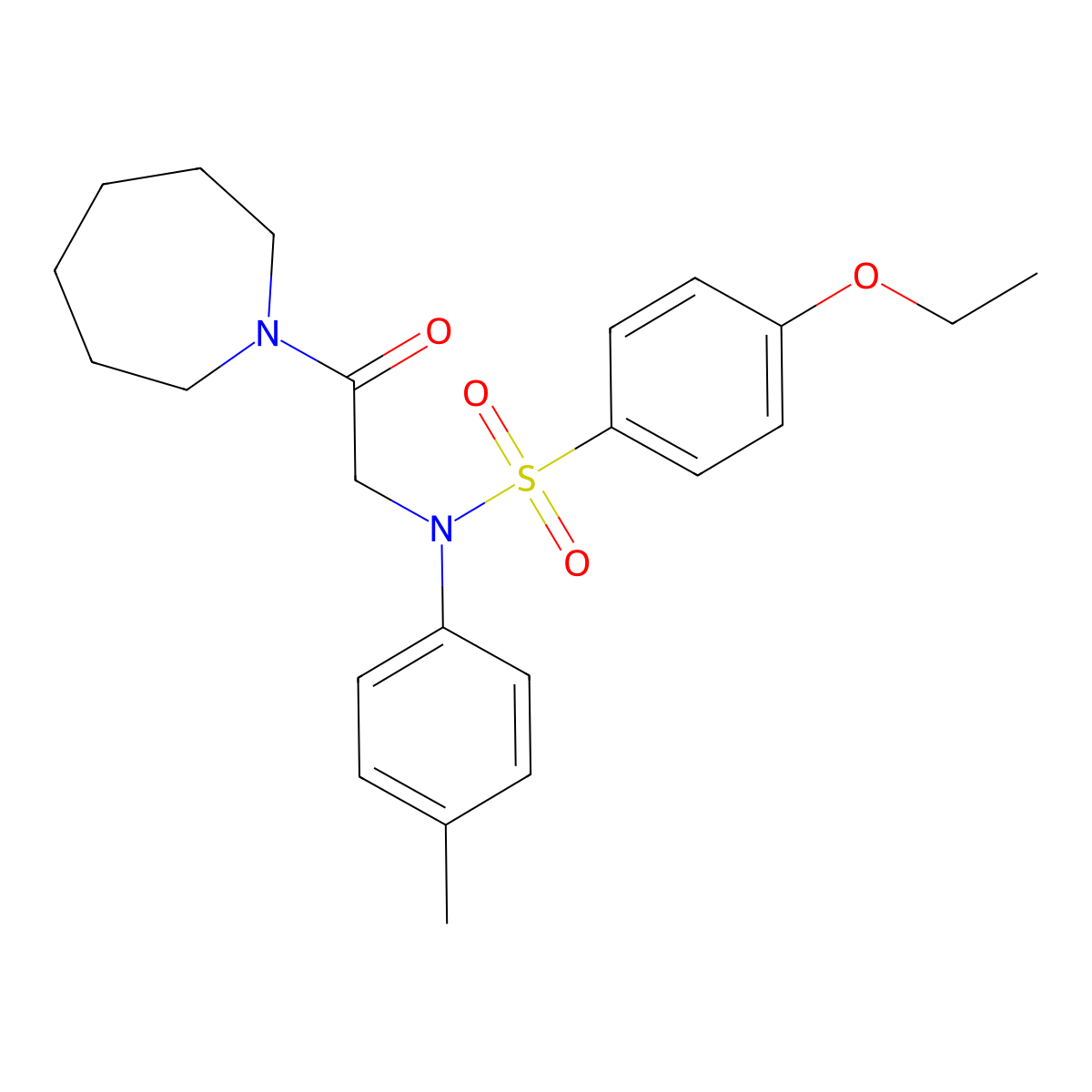 N-[2-(azepan-1-yl)-2-oxoethyl]-4-ethoxy-N-(4-methylphenyl)benzenesulfonamide molecular structure, CAS 428491-81-0