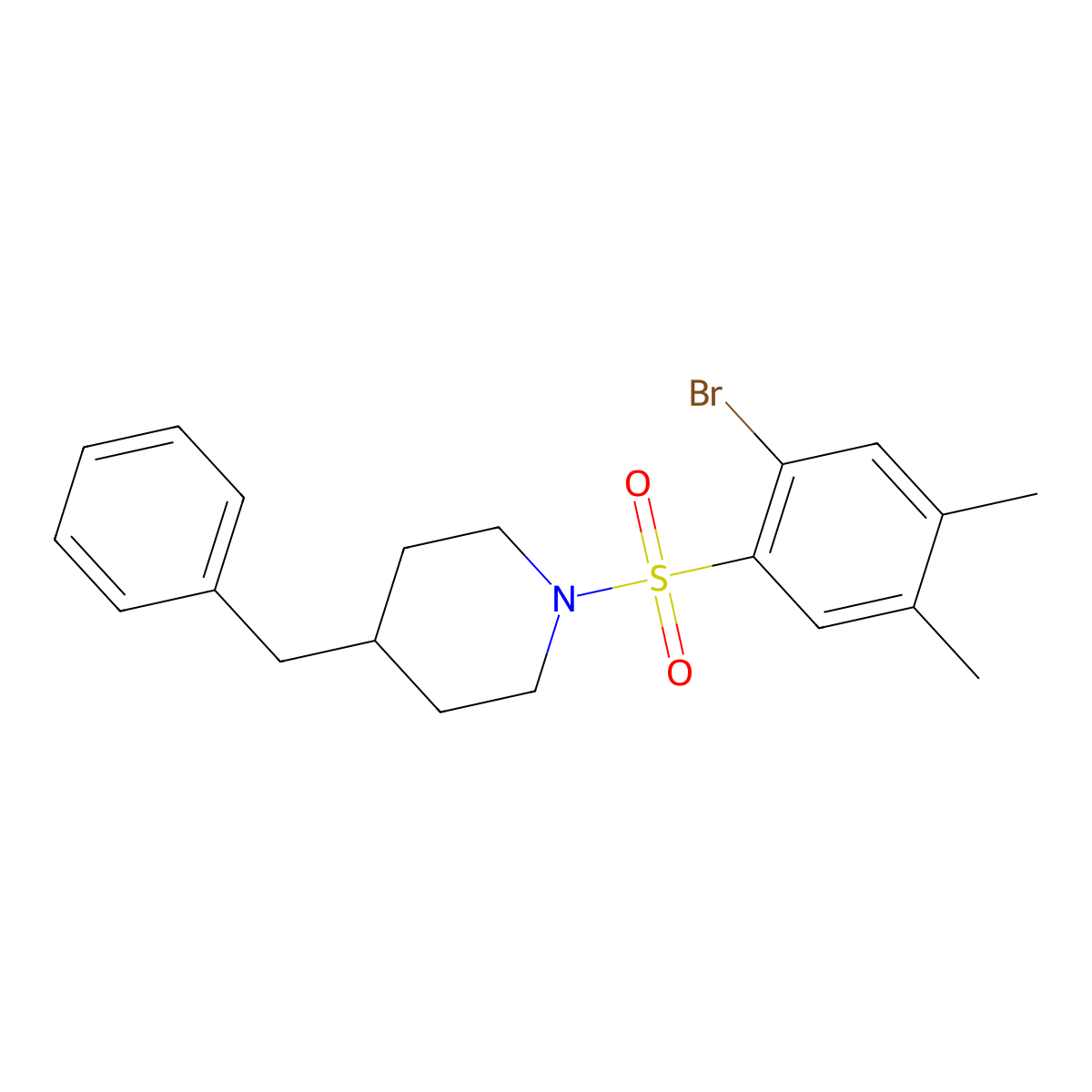 4-Benzyl-1-(2-bromo-4,5-dimethylbenzenesulfonyl)piperidine molecular structure, CAS 428491-93-4