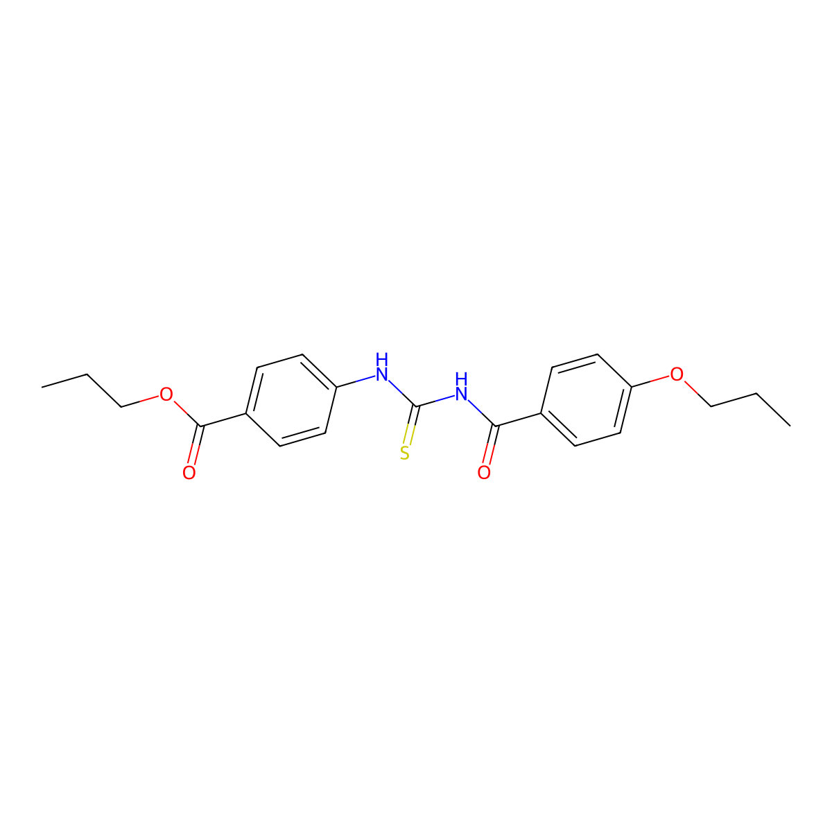 Propyl 4-({[(4-propoxyphenyl)carbonyl]carbamothioyl}amino)benzoate molecular structure, CAS 428492-07-3