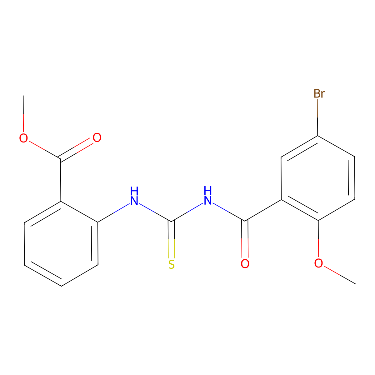 Methyl 2-({[(5-bromo-2-methoxyphenyl)carbonyl]carbamothioyl}amino)benzoate molecular structure, CAS 428492-15-3