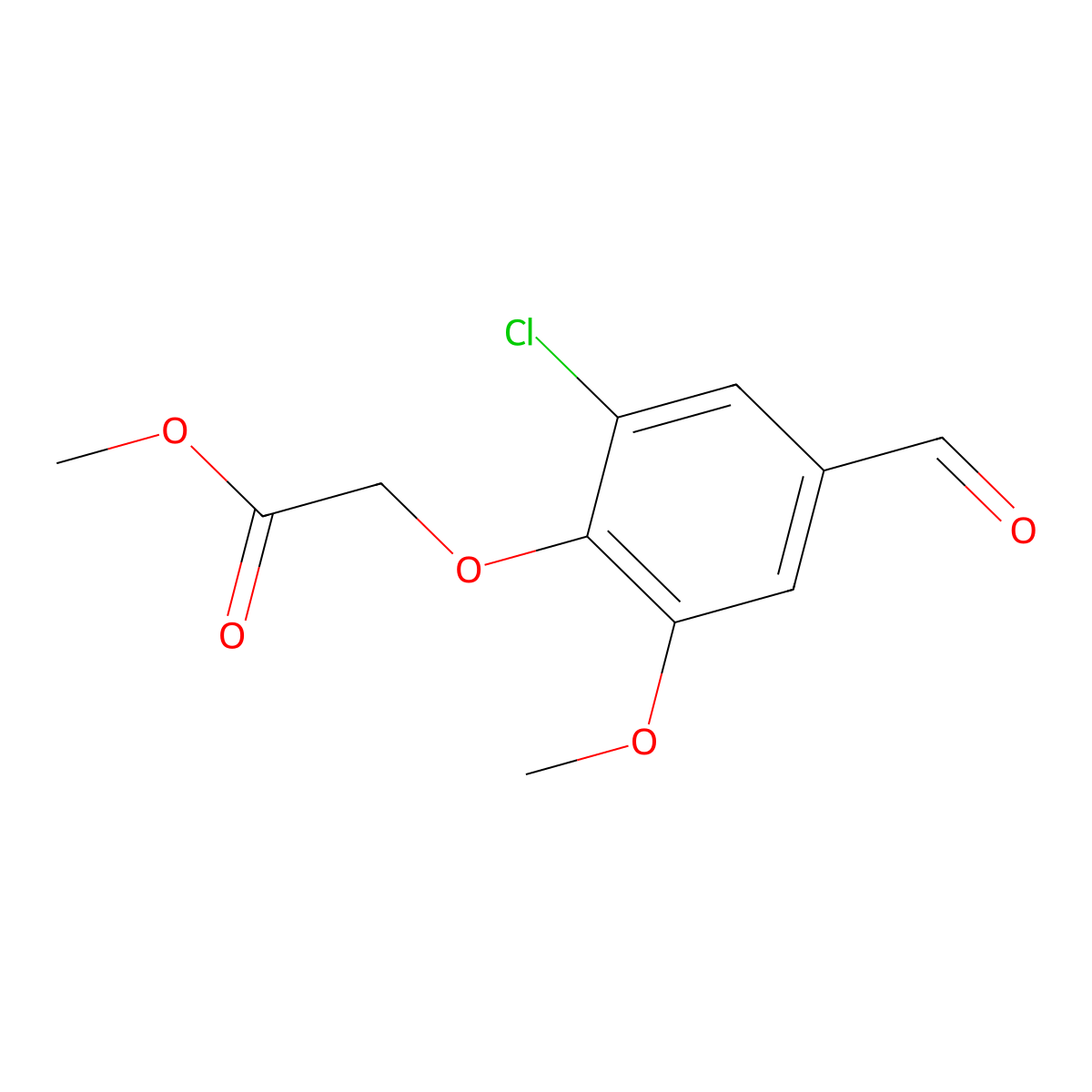 Methyl (2-chloro-4-formyl-6-methoxyphenoxy)acetate molecular structure, CAS 428492-17-5