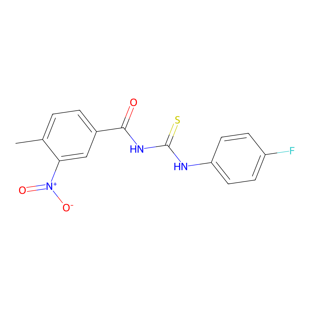 N-[(4-fluorophenyl)carbamothioyl]-4-methyl-3-nitrobenzamide molecular structure, CAS 428492-18-6