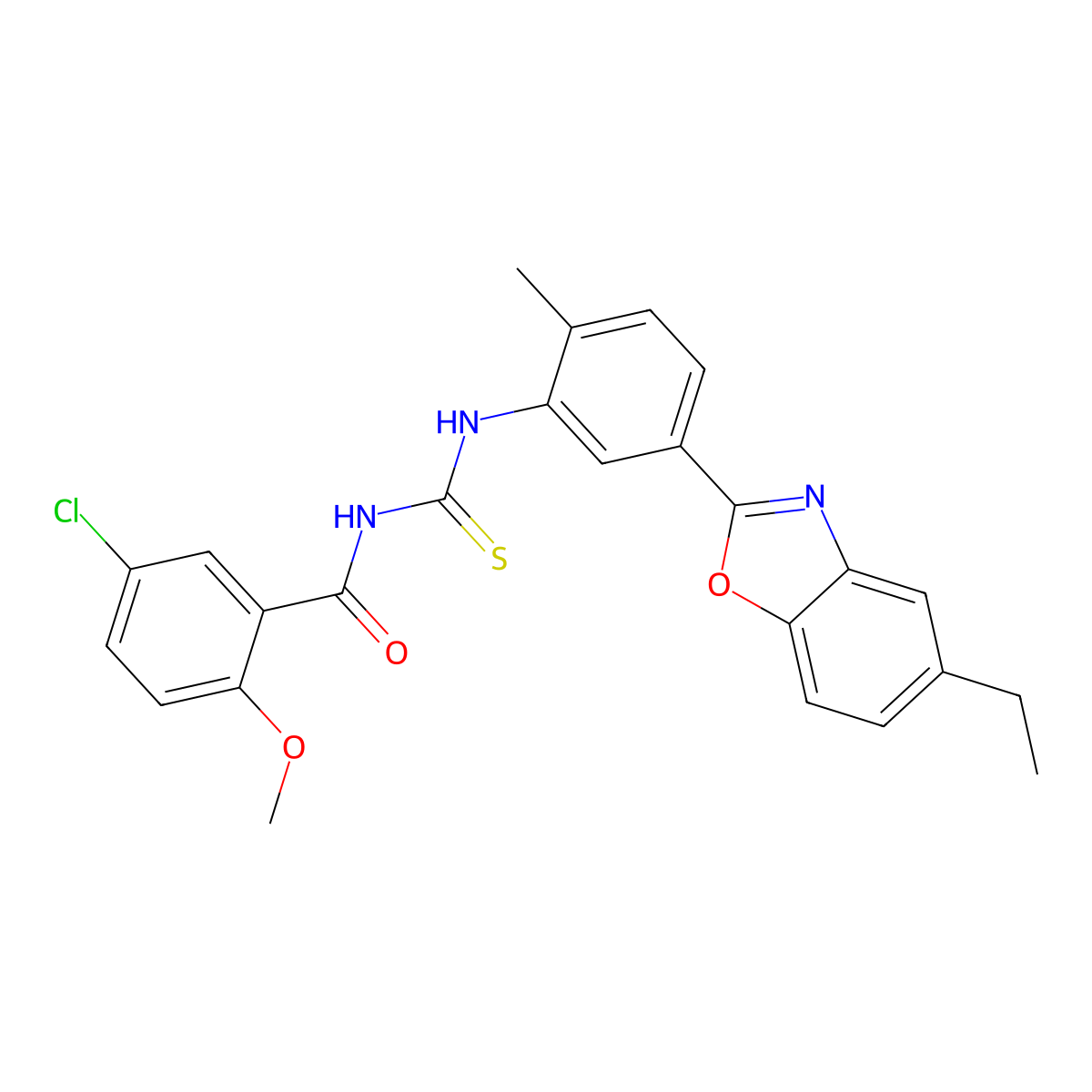 5-chloro-N-[[5-(5-ethyl-1,3-benzoxazol-2-yl)-2-methylphenyl]carbamothioyl]-2-methoxybenzamide molecular structure, CAS 428492-19-7