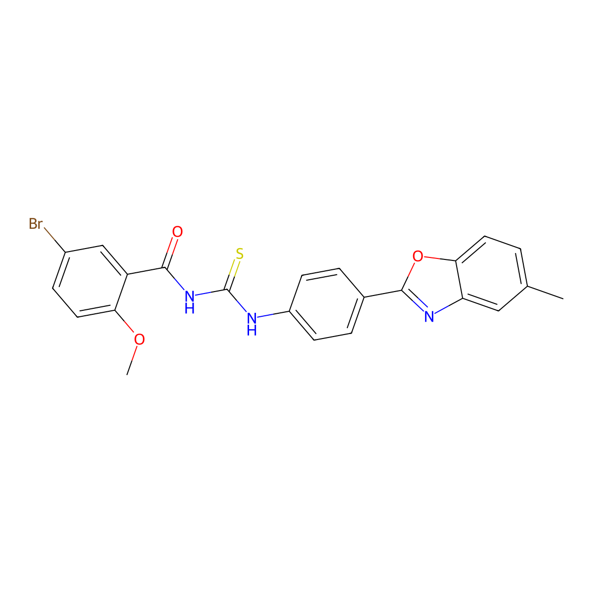 5-bromo-2-methoxy-N-[[4-(5-methyl-1,3-benzoxazol-2-yl)phenyl]carbamothioyl]benzamide molecular structure, CAS 428492-27-7