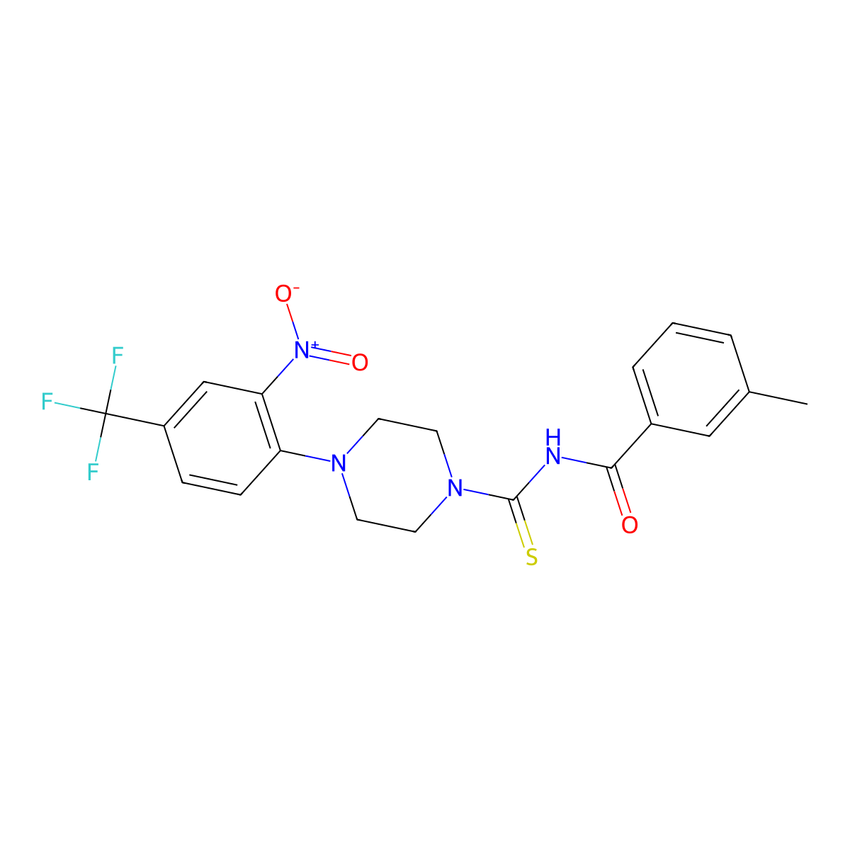 3-methyl-N-[4-[2-nitro-4-(trifluoromethyl)phenyl]piperazine-1-carbothioyl]benzamide molecular structure, CAS 428492-29-9