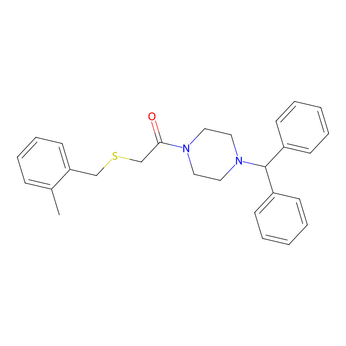 1-(4-Benzhydrylpiperazin-1-yl)-2-[(2-methylphenyl)methylsulfanyl]ethanone molecular structure, CAS 428492-37-9