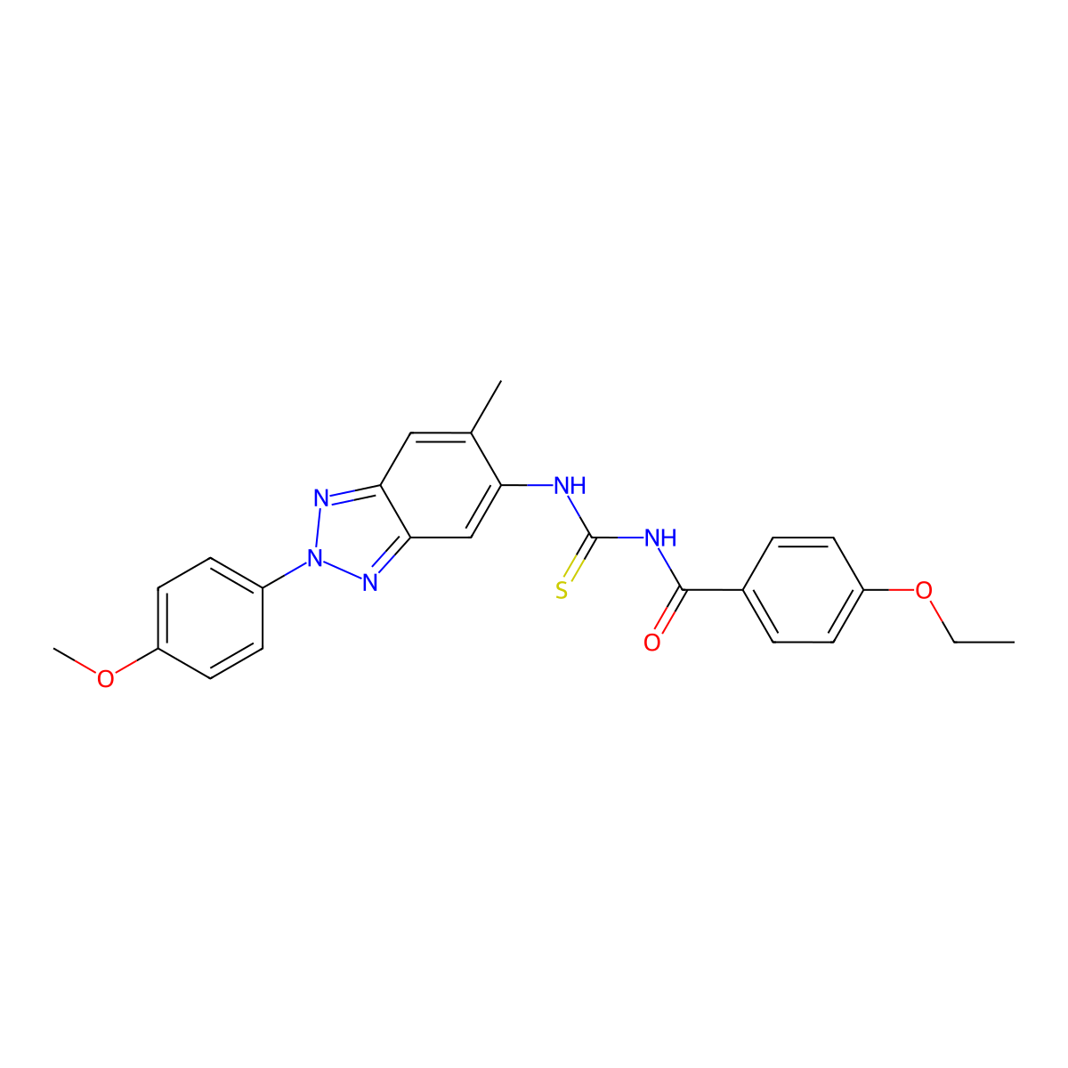 4-ethoxy-N-[[2-(4-methoxyphenyl)-6-methylbenzotriazol-5-yl]carbamothioyl]benzamide molecular structure, CAS 428492-42-6