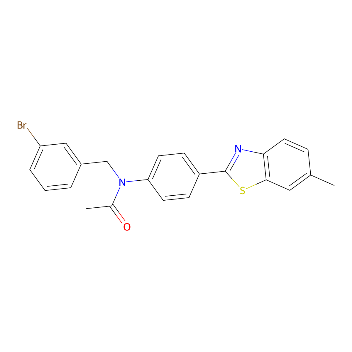 N-[(3-bromophenyl)methyl]-N-[4-(6-methyl-1,3-benzothiazol-2-yl)phenyl]acetamide molecular structure, CAS 428492-43-7