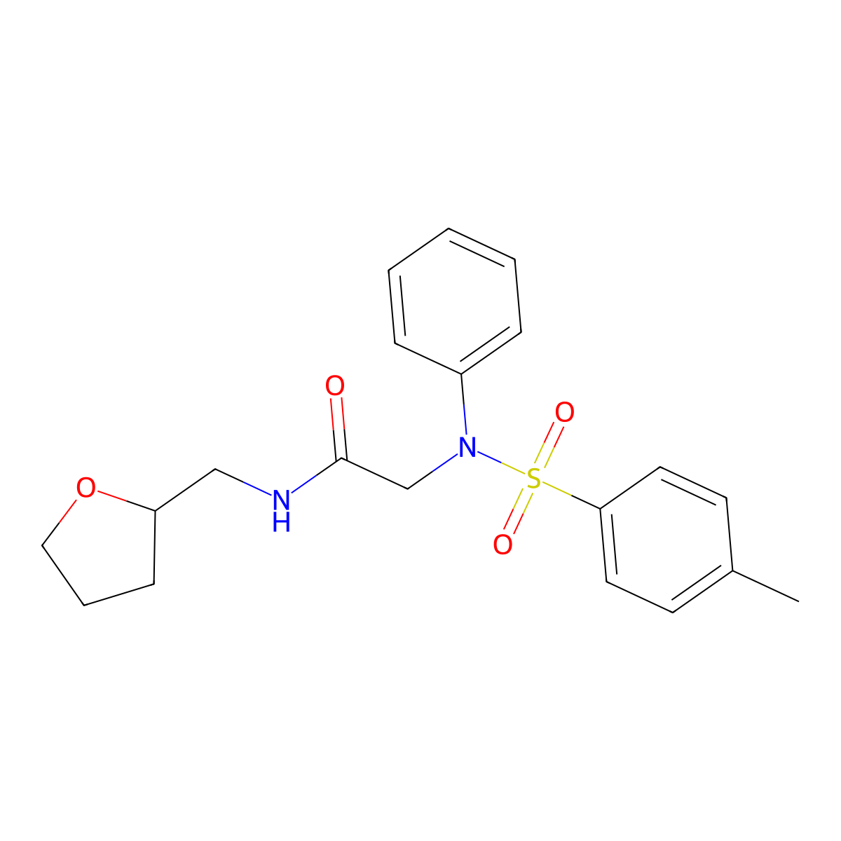 2-(N-(4-methylphenyl)sulfonylanilino)-N-(oxolan-2-ylmethyl)acetamide molecular structure, CAS 428492-45-9