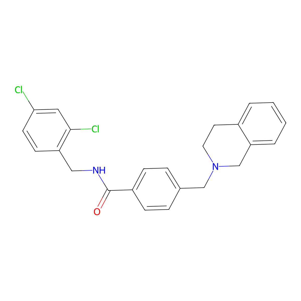 N-(2,4-dichlorobenzyl)-4-(3,4-dihydroisoquinolin-2(1H)-ylmethyl)benzamide molecular structure, CAS 428492-72-2