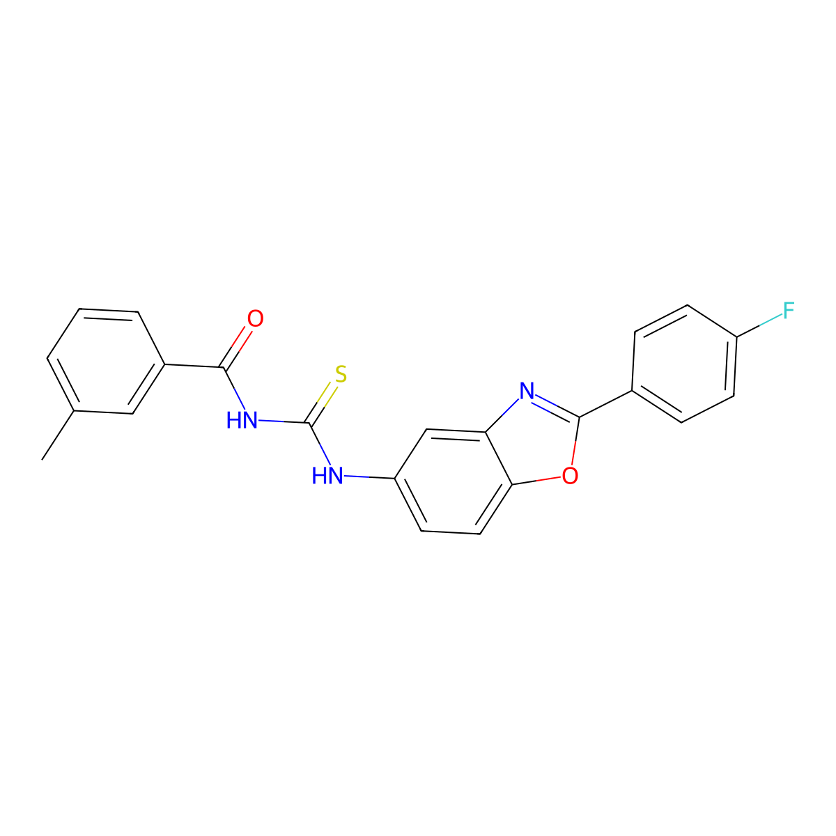 N-[[2-(4-fluorophenyl)-1,3-benzoxazol-5-yl]carbamothioyl]-3-methylbenzamide molecular structure, CAS 428492-90-4