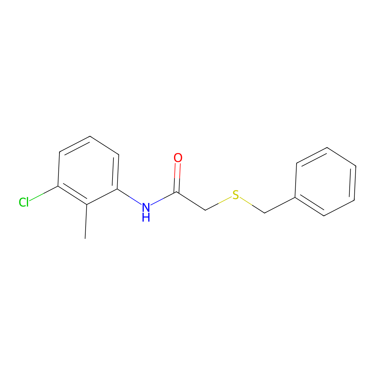 2-benzylsulfanyl-N-(3-chloro-2-methylphenyl)acetamide molecular structure, CAS 428493-16-7