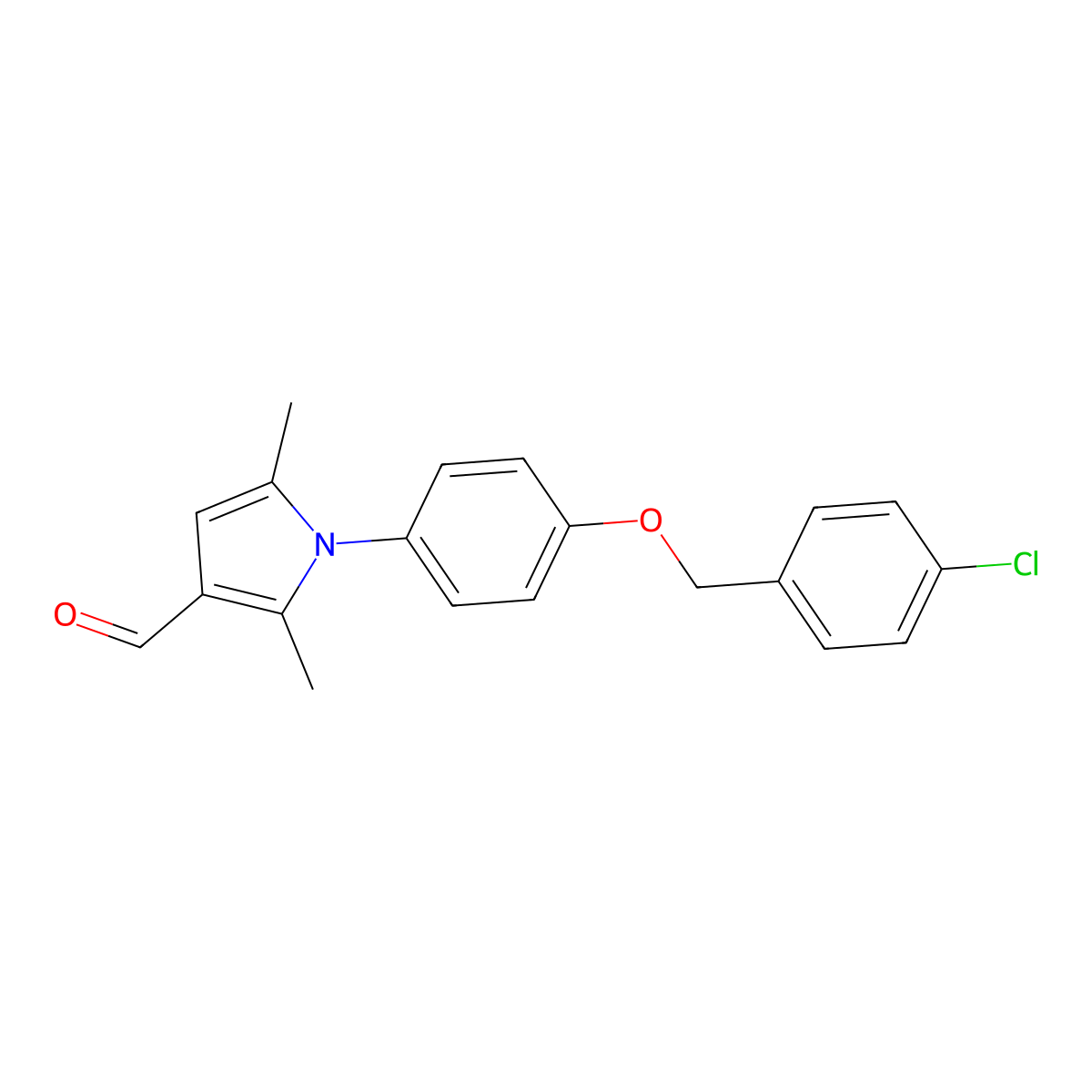 1-{4-[(4-chlorobenzyl)oxy]phenyl}-2,5-dimethyl-1H-pyrrole-3-carbaldehyde molecular structure, CAS 428493-26-9
