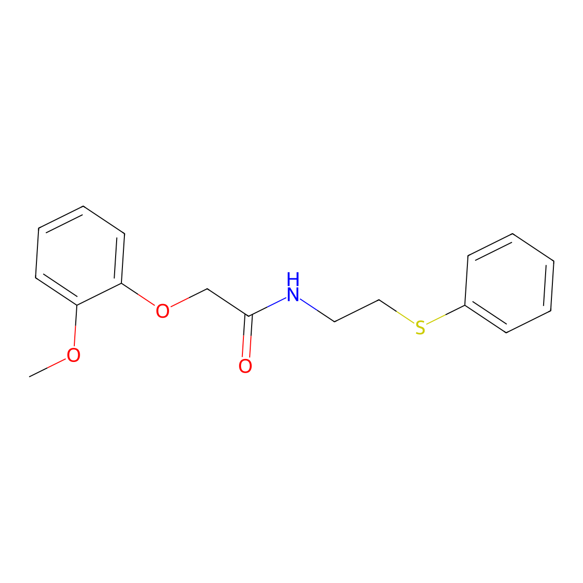 2-(2-methoxyphenoxy)-N-(2-phenylsulfanylethyl)acetamide molecular structure, CAS 428493-28-1