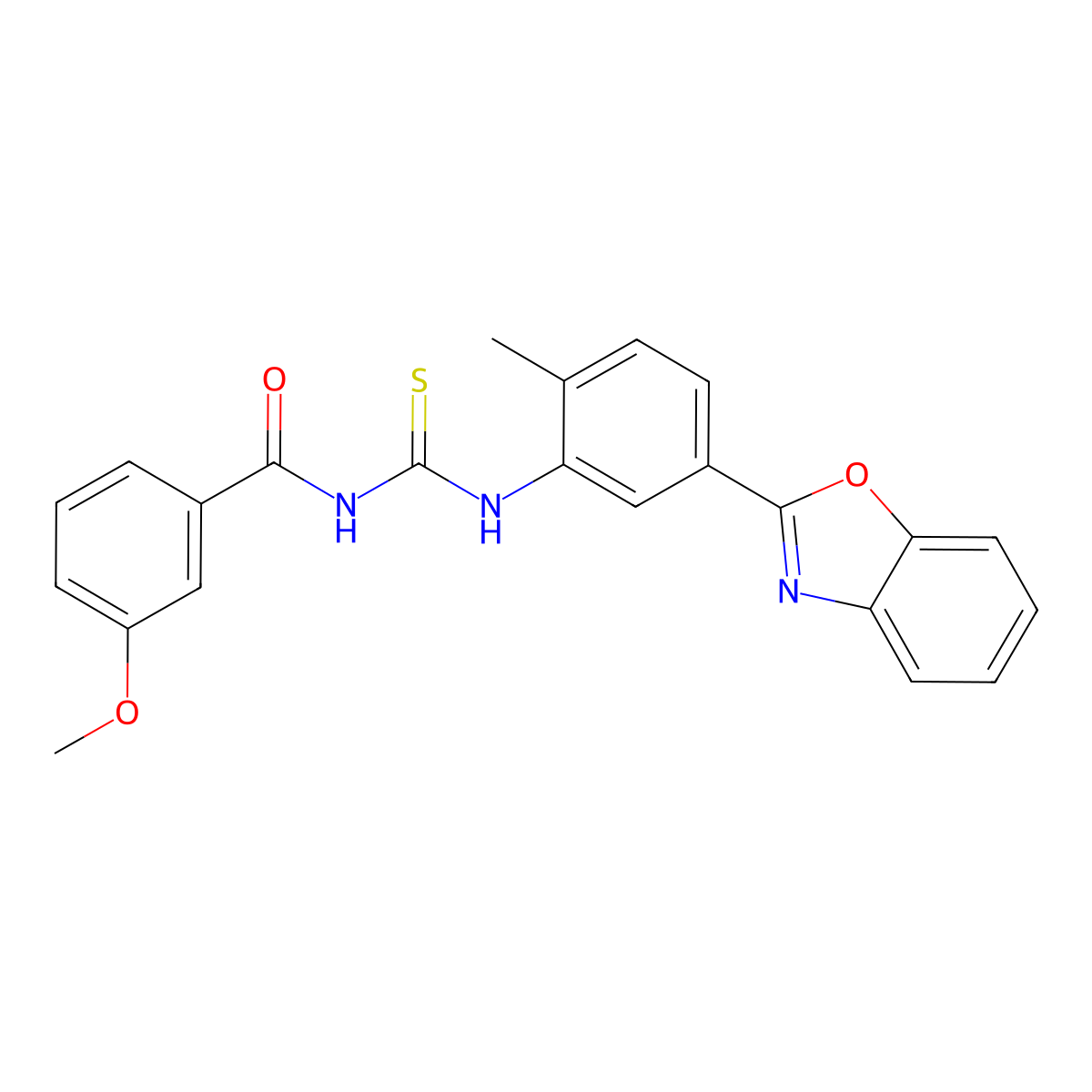 N-[[5-(1,3-benzoxazol-2-yl)-2-methylphenyl]carbamothioyl]-3-methoxybenzamide molecular structure, CAS 428493-35-0