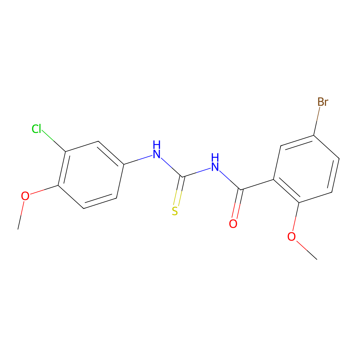 5-bromo-N-[(3-chloro-4-methoxyphenyl)carbamothioyl]-2-methoxybenzamide molecular structure, CAS 428493-50-9