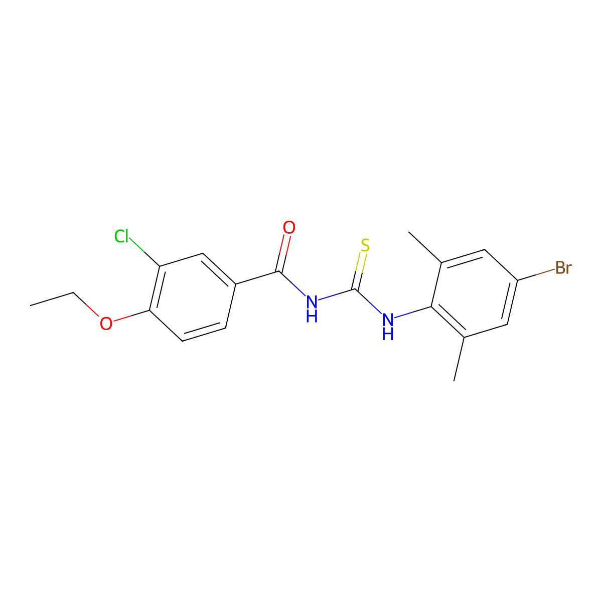N-[(4-bromo-2,6-dimethylphenyl)carbamothioyl]-3-chloro-4-ethoxybenzamide molecular structure, CAS 428493-59-8