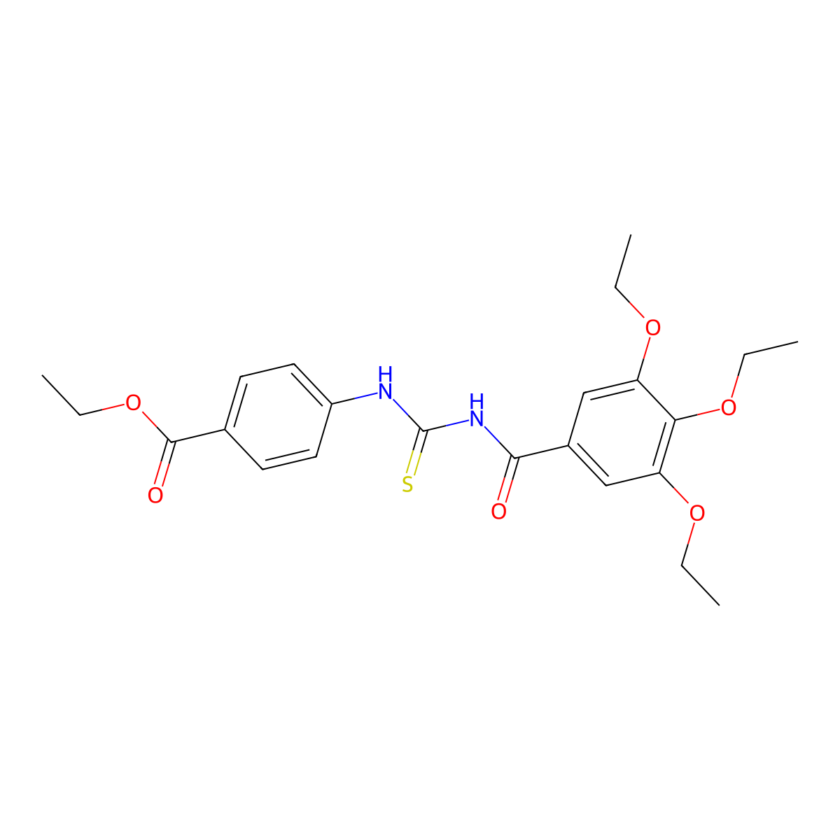 Ethyl 4-({[(3,4,5-triethoxyphenyl)carbonyl]carbamothioyl}amino)benzoate molecular structure, CAS 428493-65-6
