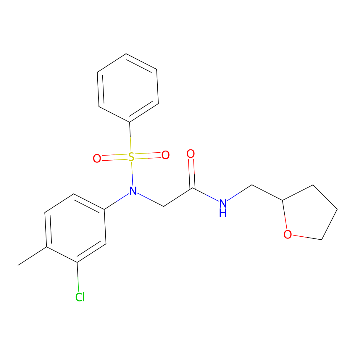 2-[N-(benzenesulfonyl)-3-chloro-4-methylanilino]-N-(oxolan-2-ylmethyl)acetamide molecular structure, CAS 428493-70-3