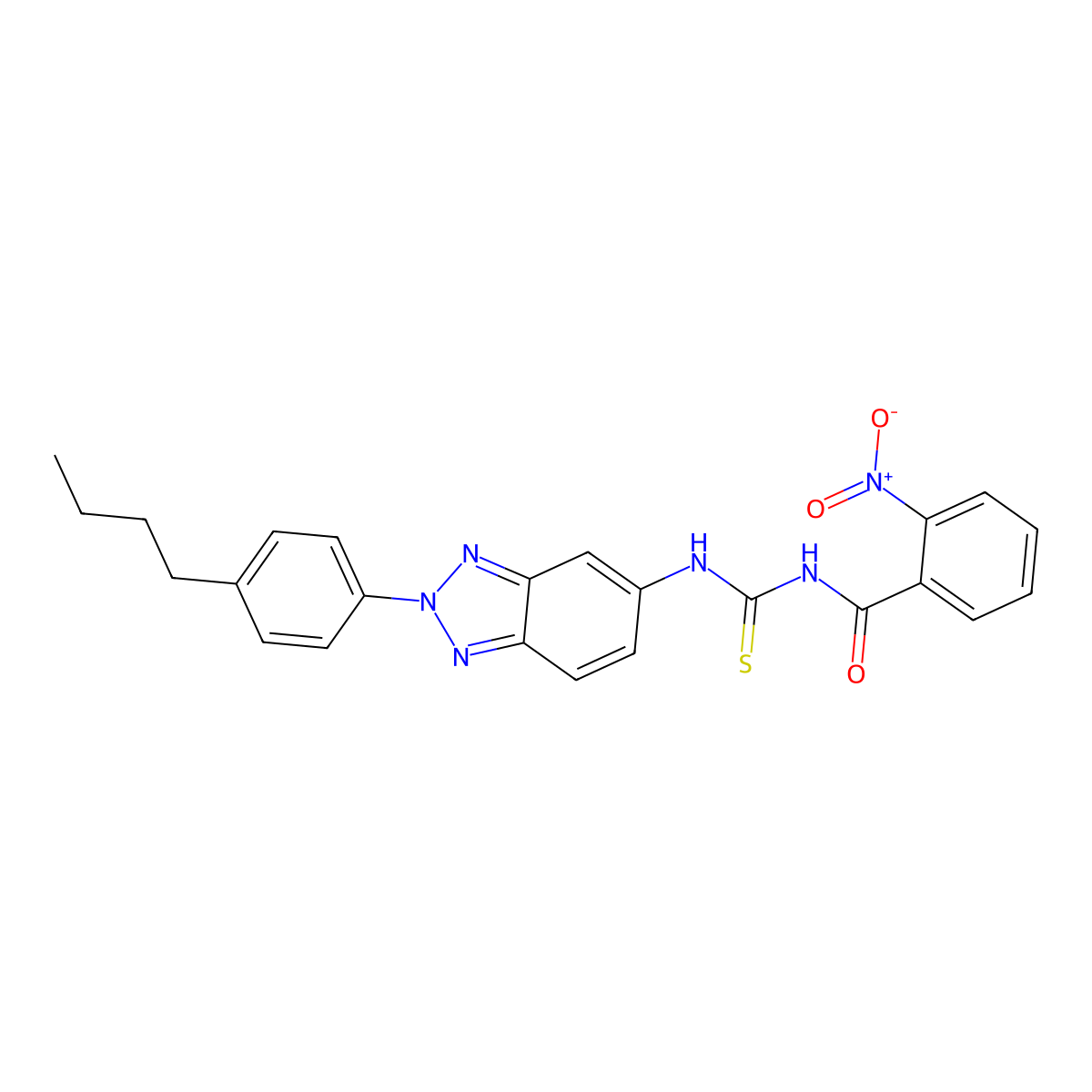 N-[[2-(4-butylphenyl)benzotriazol-5-yl]carbamothioyl]-2-nitrobenzamide molecular structure, CAS 428493-72-5