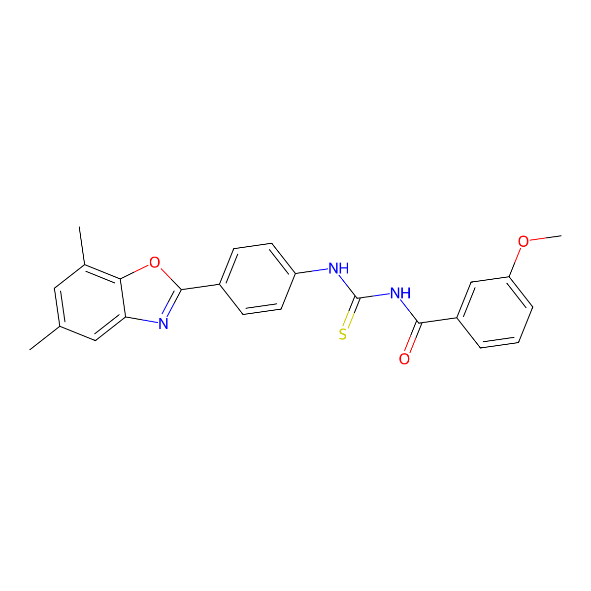N-[[4-(5,7-dimethyl-1,3-benzoxazol-2-yl)phenyl]carbamothioyl]-3-methoxybenzamide molecular structure, CAS 428493-87-2