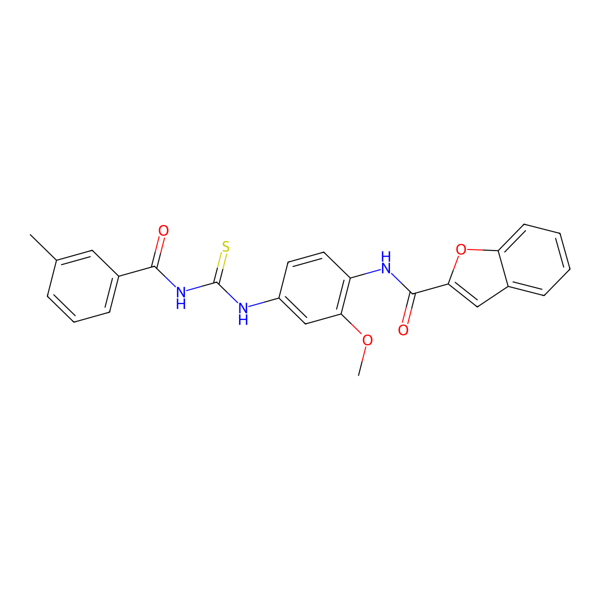 N-[2-methoxy-4-[(3-methylbenzoyl)carbamothioylamino]phenyl]-1-benzofuran-2-carboxamide molecular structure, CAS 428494-15-9