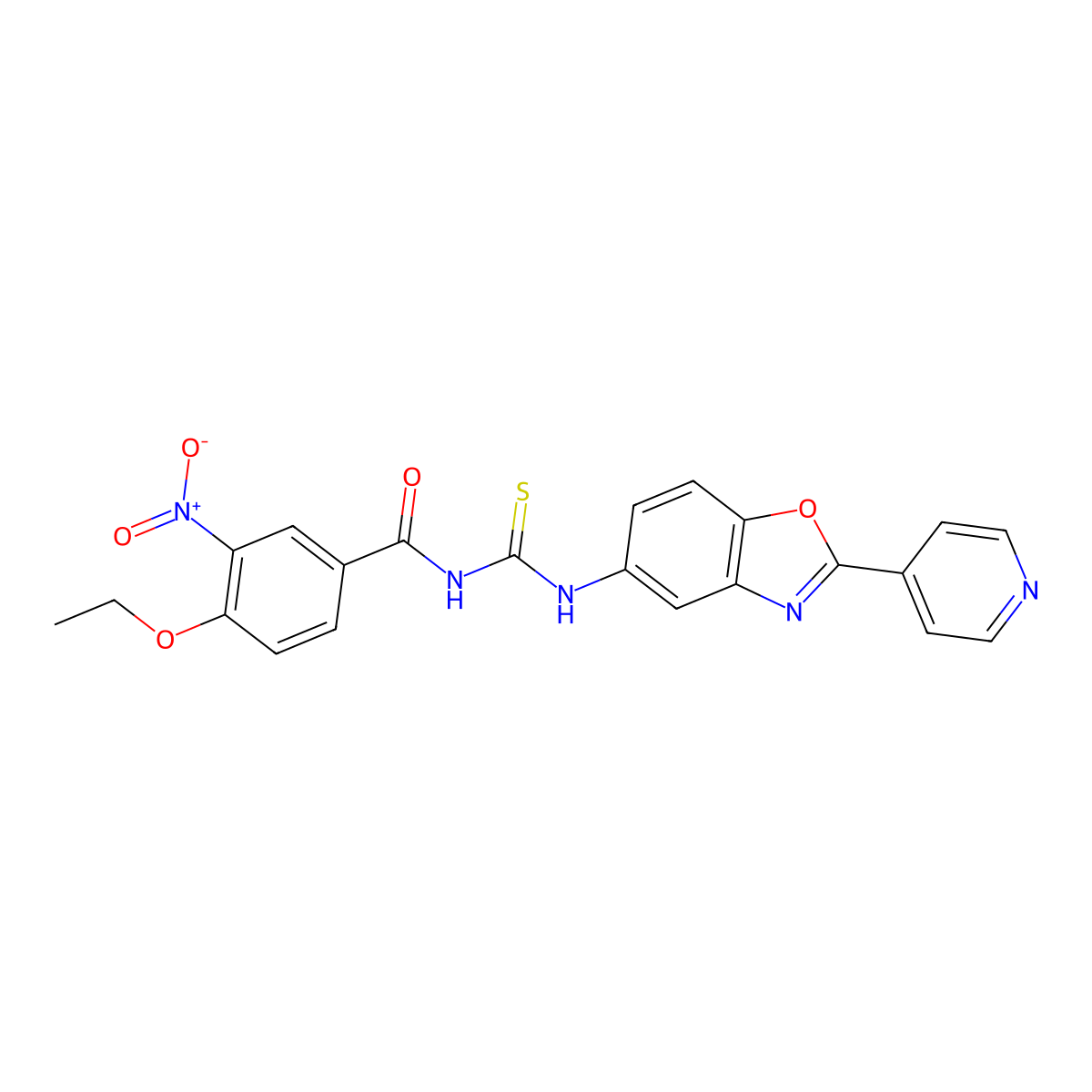 4-ethoxy-3-nitro-N-[(2-pyridin-4-yl-1,3-benzoxazol-5-yl)carbamothioyl]benzamide molecular structure, CAS 428494-38-6