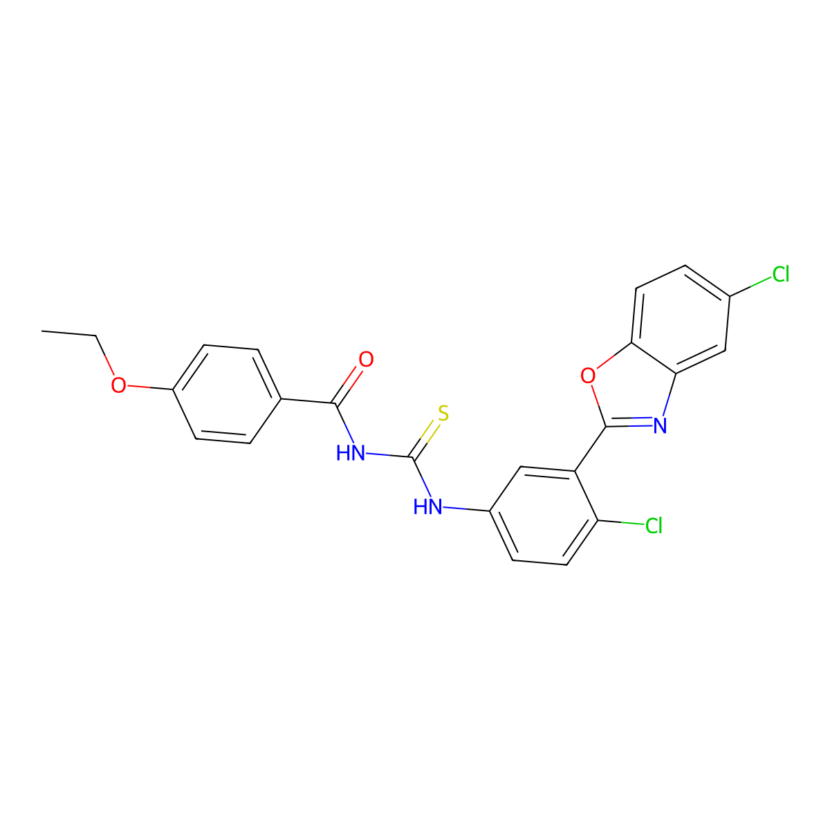 N-[[4-chloro-3-(5-chloro-1,3-benzoxazol-2-yl)phenyl]carbamothioyl]-4-ethoxybenzamide molecular structure, CAS 428494-44-4