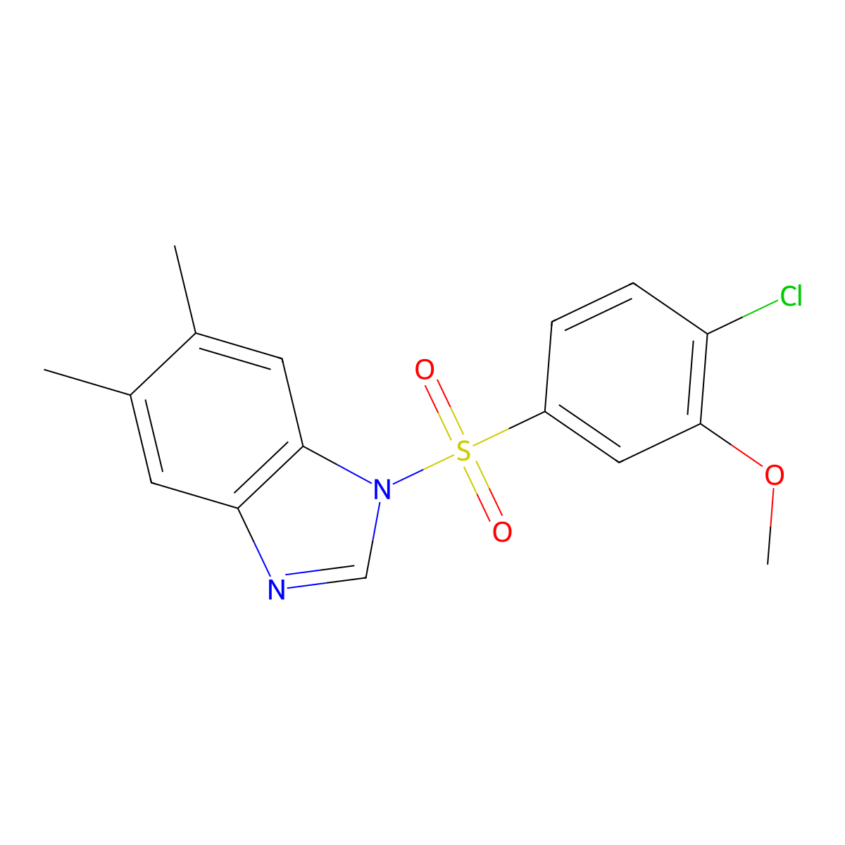 1-((4-chloro-3-methoxyphenyl)sulfonyl)-5,6-dimethyl-1H-benzo[d]imidazole molecular structure, CAS 428494-58-0