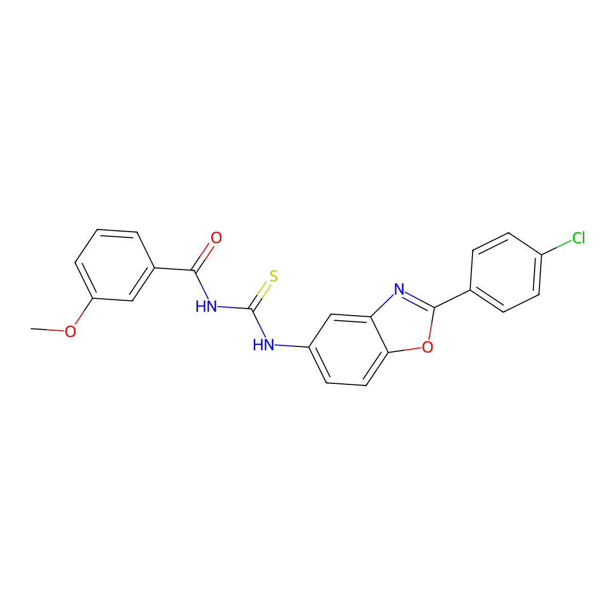 N-[[2-(4-chlorophenyl)-1,3-benzoxazol-5-yl]carbamothioyl]-3-methoxybenzamide molecular structure, CAS 428494-65-9