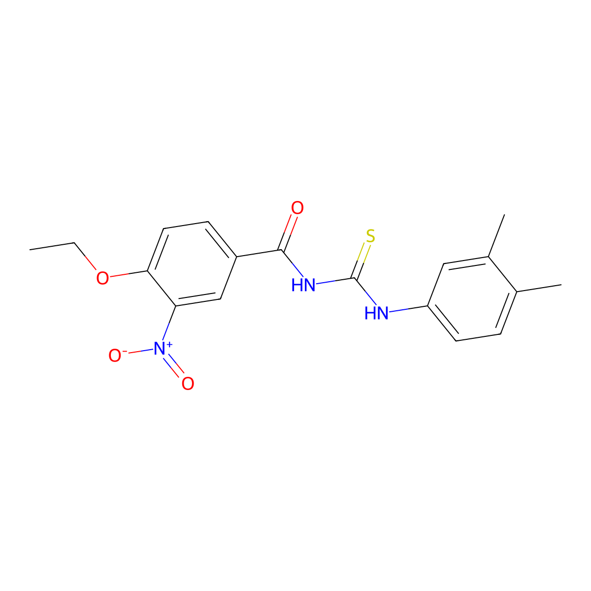 N-[(3,4-dimethylphenyl)carbamothioyl]-4-ethoxy-3-nitrobenzamide molecular structure, CAS 428494-81-9