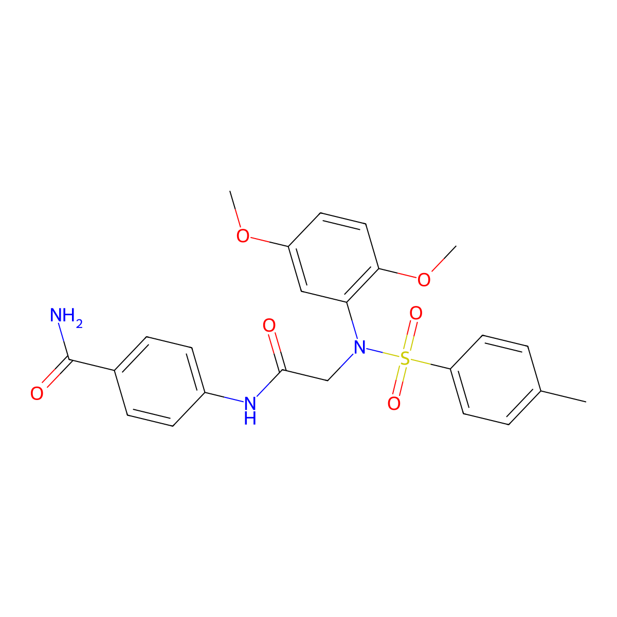 4-[[2-(2,5-dimethoxy-N-(4-methylphenyl)sulfonylanilino)acetyl]amino]benzamide molecular structure, CAS 428494-86-4