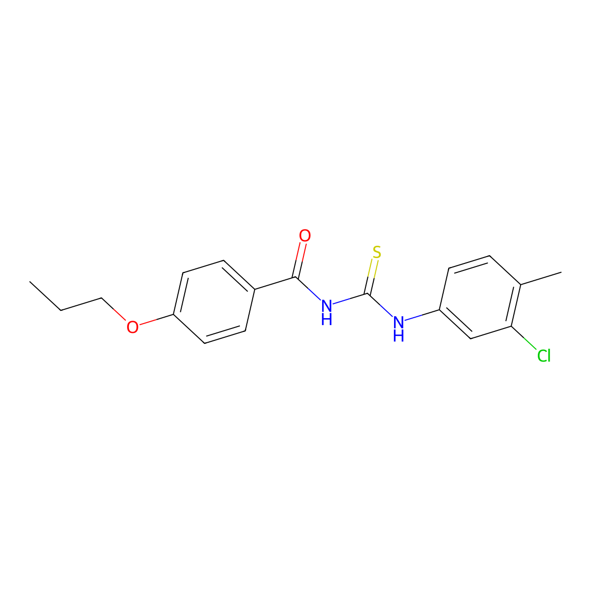 N-[(3-chloro-4-methylphenyl)carbamothioyl]-4-propoxybenzamide molecular structure, CAS 428494-97-7
