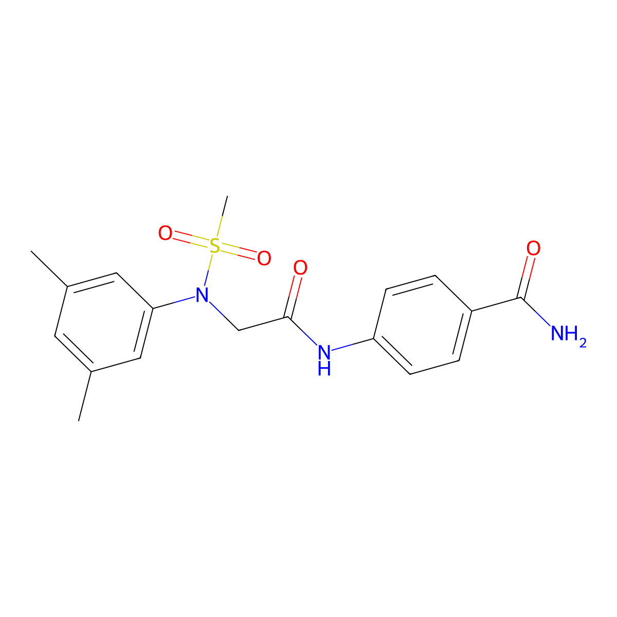 4-[[2-(3,5-dimethyl-N-methylsulfonylanilino)acetyl]amino]benzamide molecular structure, CAS 428495-02-7