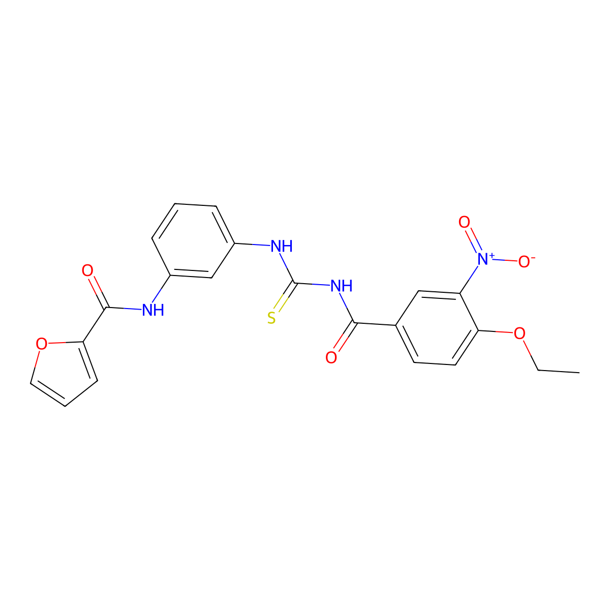 N-[3-[(4-ethoxy-3-nitrobenzoyl)carbamothioylamino]phenyl]furan-2-carboxamide molecular structure, CAS 428495-10-7