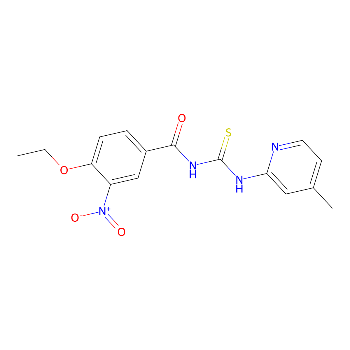 4-ethoxy-N-[(4-methylpyridin-2-yl)carbamothioyl]-3-nitrobenzamide molecular structure, CAS 428495-13-0