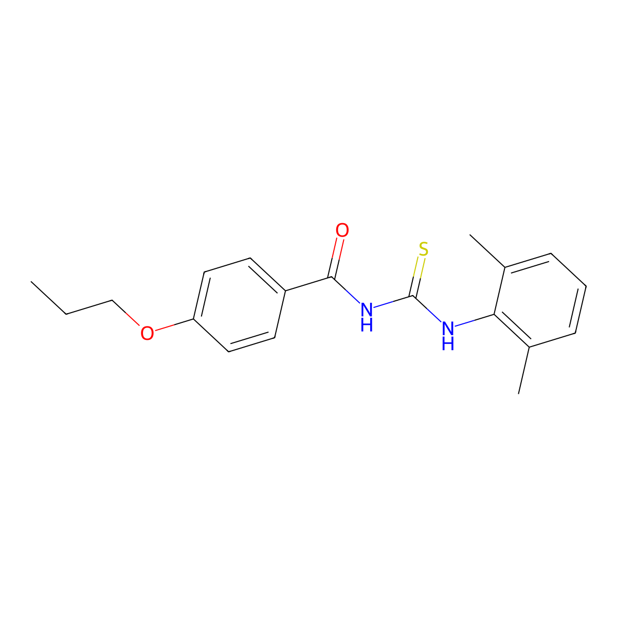 N-[(2,6-dimethylphenyl)carbamothioyl]-4-propoxybenzamide molecular structure, CAS 428495-27-6