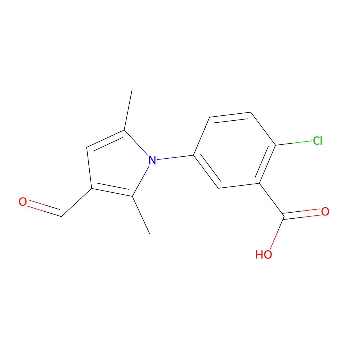 2-chloro-5-(3-formyl-2,5-dimethyl-1H-pyrrol-1-yl)benzoic acid molecular structure, CAS 428495-29-8