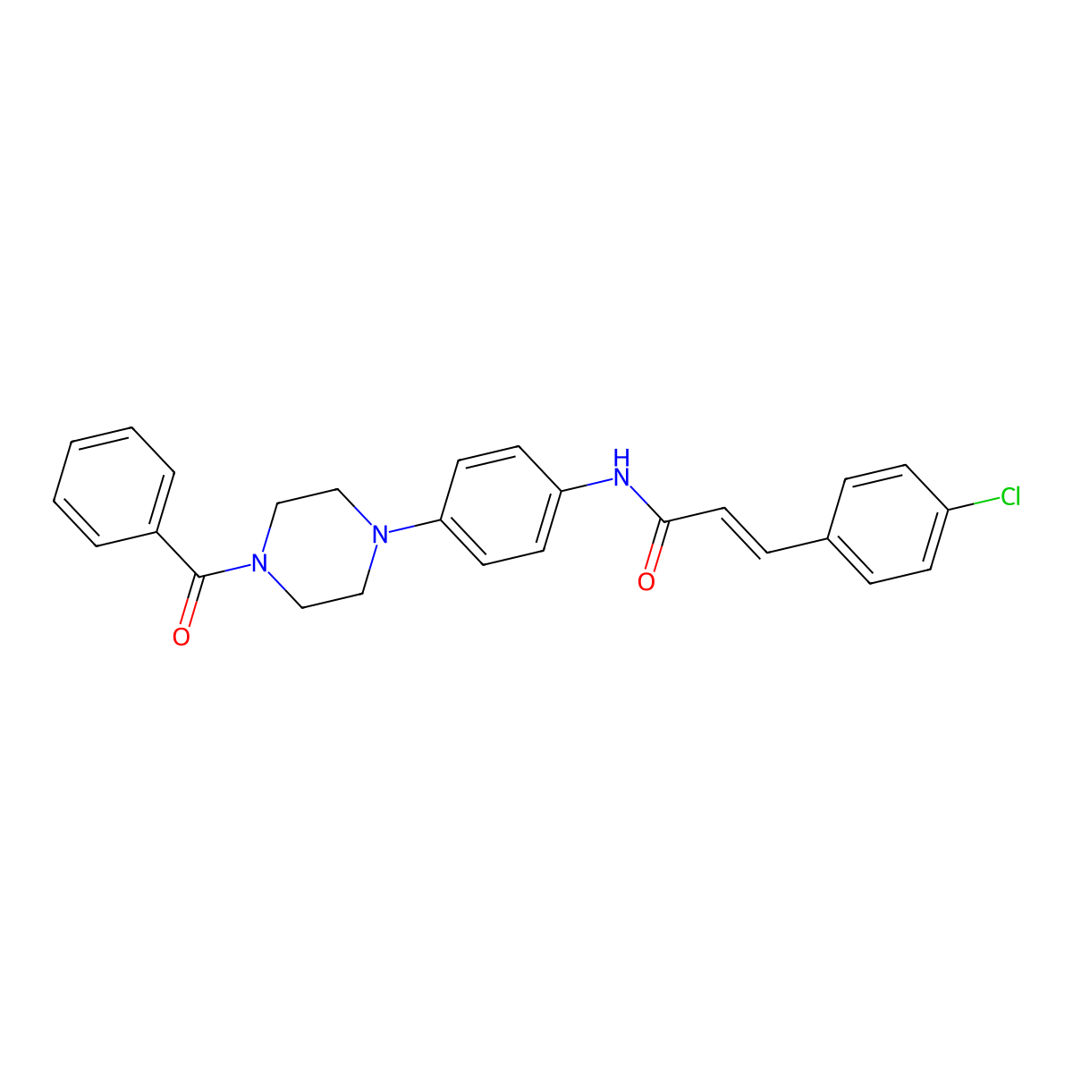 N-[4-(4-benzoylpiperazin-1-yl)phenyl]-3-(4-chlorophenyl)prop-2-enamide molecular structure, CAS 428495-35-6