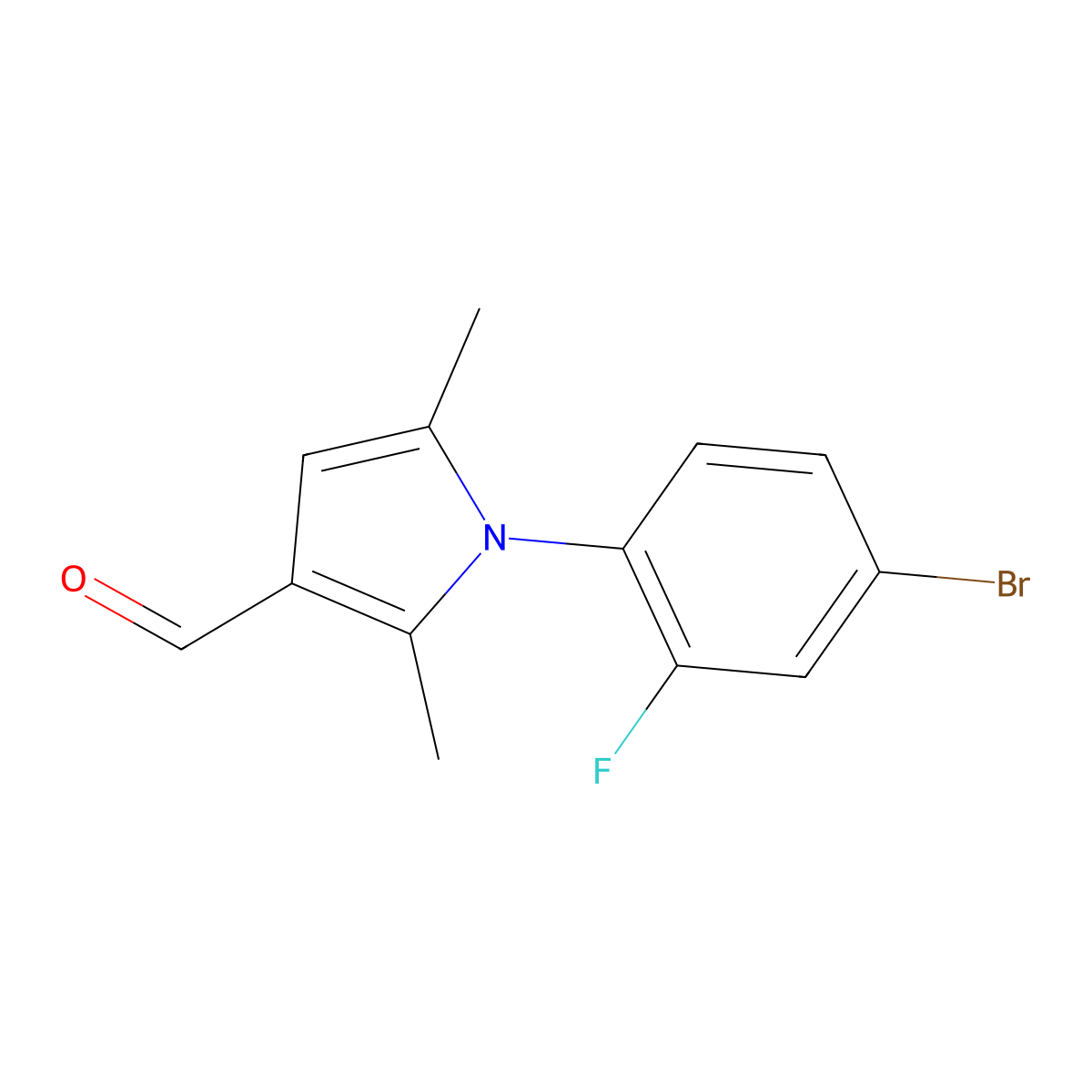 1-(4-bromo-2-fluorophenyl)-2,5-dimethyl-1H-pyrrole-3-carbaldehyde molecular structure, CAS 428495-37-8
