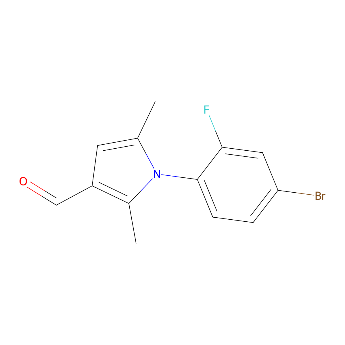 1-(4-bromo-2-fluorophenyl)-2,5-dimethyl-1H-pyrrole-3-carbaldehyde molecular structure, CAS 428495-37-8