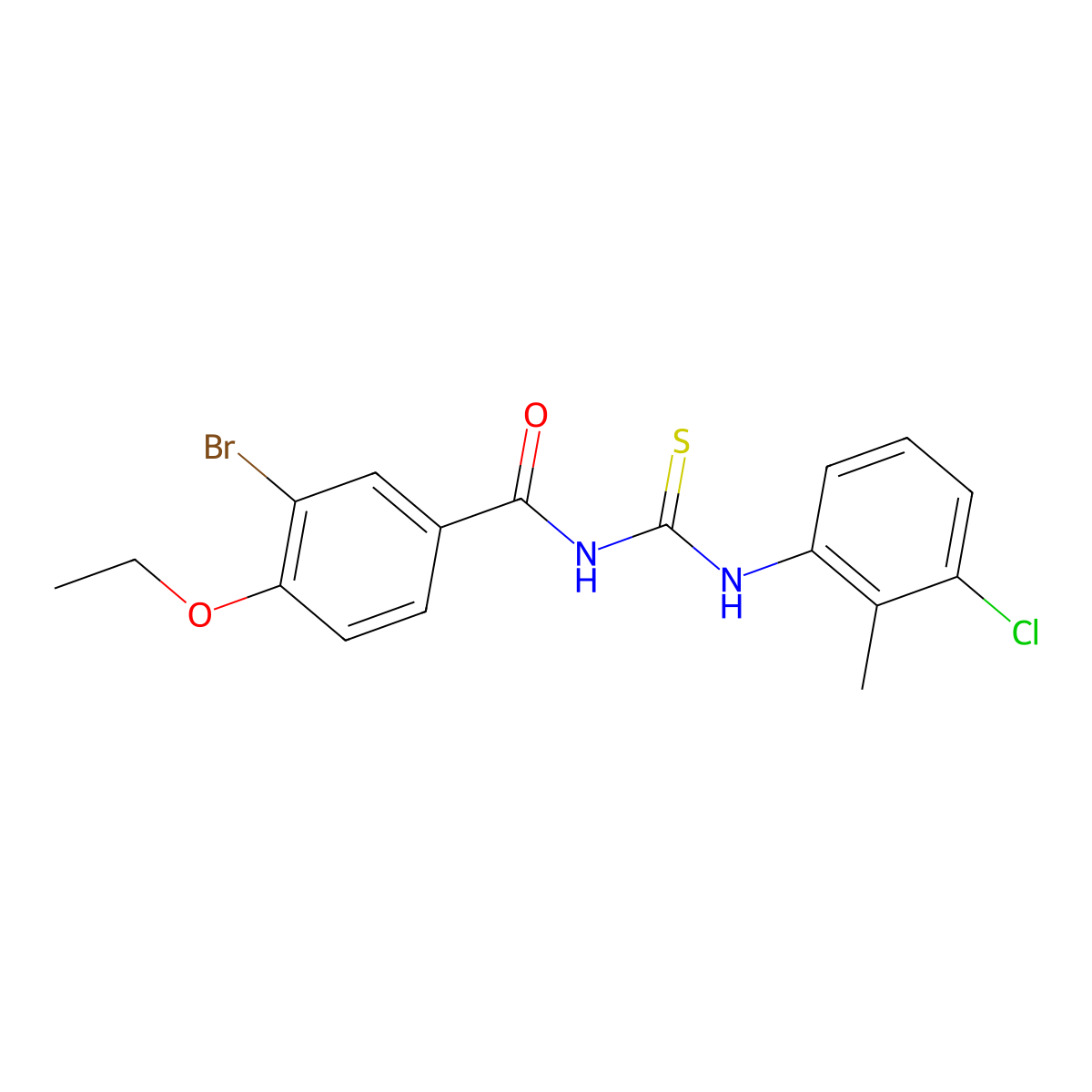 3-bromo-N-[(3-chloro-2-methylphenyl)carbamothioyl]-4-ethoxybenzamide molecular structure, CAS 428495-61-8