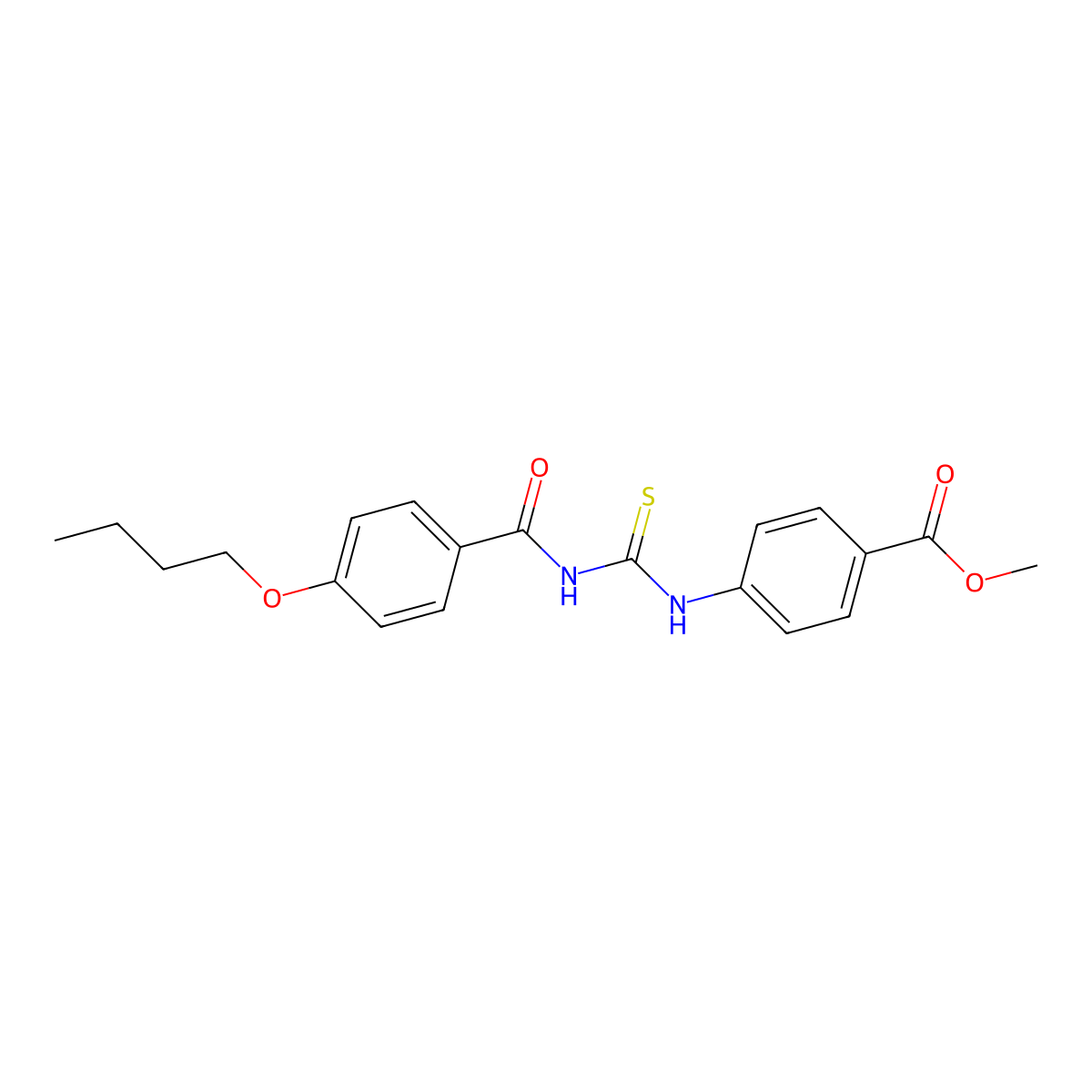 Methyl 4-({[(4-butoxyphenyl)carbonyl]carbamothioyl}amino)benzoate molecular structure, CAS 428495-65-2