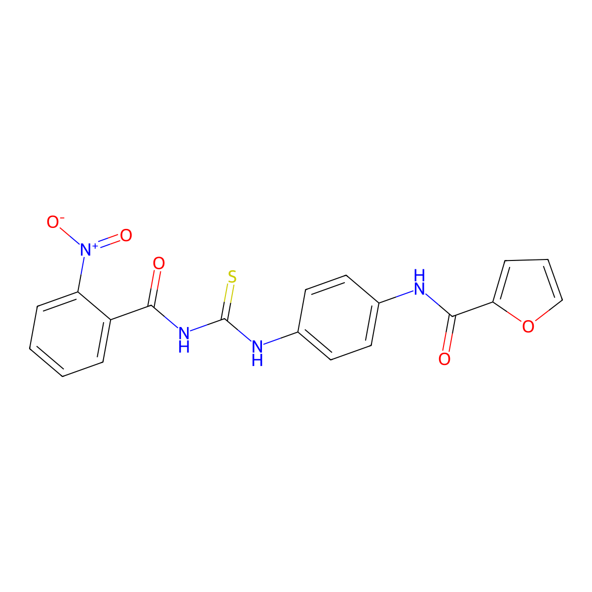 N-[4-[(2-nitrobenzoyl)carbamothioylamino]phenyl]furan-2-carboxamide molecular structure, CAS 428495-74-3