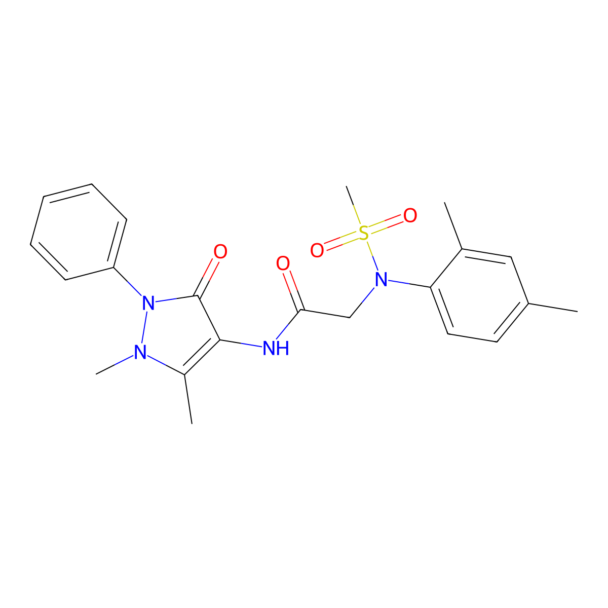N-(1,5-dimethyl-3-oxo-2-phenyl-2,3-dihydro-1H-pyrazol-4-yl)-N~2~-(2,4-dimethylphenyl)-N~2~-(methylsulfonyl)glycinamide molecular structure, CAS 428495-82-3