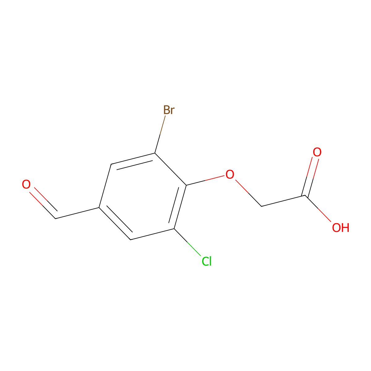 (2-Bromo-6-chloro-4-formylphenoxy)acetic acid molecular structure, CAS 428495-85-6