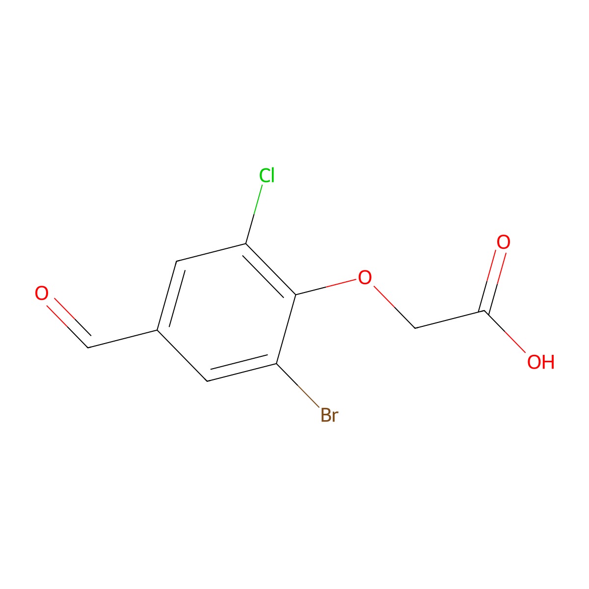 (2-Bromo-6-chloro-4-formylphenoxy)acetic acid molecular structure, CAS 428495-85-6