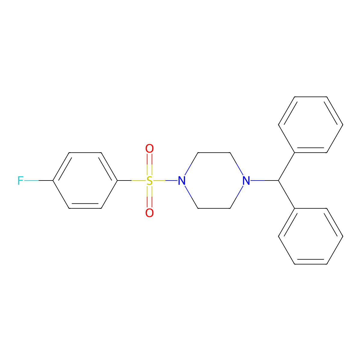 1-Benzhydryl-4-(4-fluorophenyl)sulfonylpiperazine molecular structure, CAS 428495-91-4